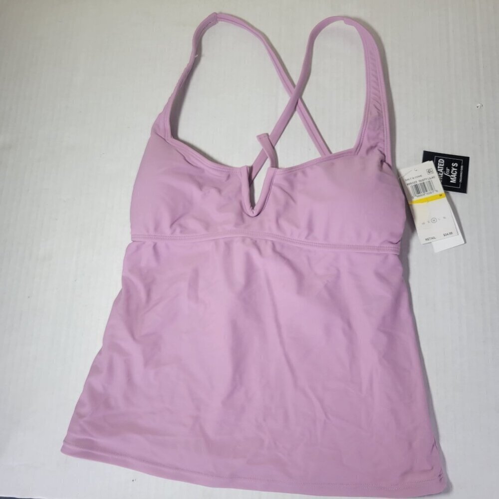 Salt + Cove Women Dusty Lilac Adjustable Tankini Back Tie Top Size M - Picture 1 of 7